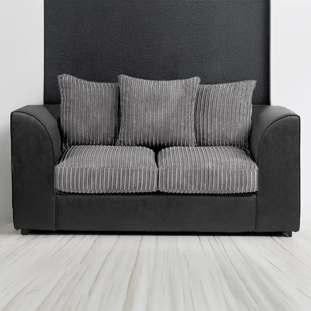 2-Seater Scatter Back Sofa - Black and Grey, Jumbo Cord image