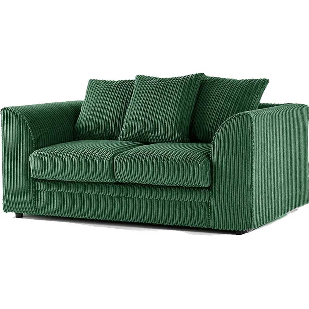 2-Seater Scatter Back Sofa - Green, Jumbo Cord