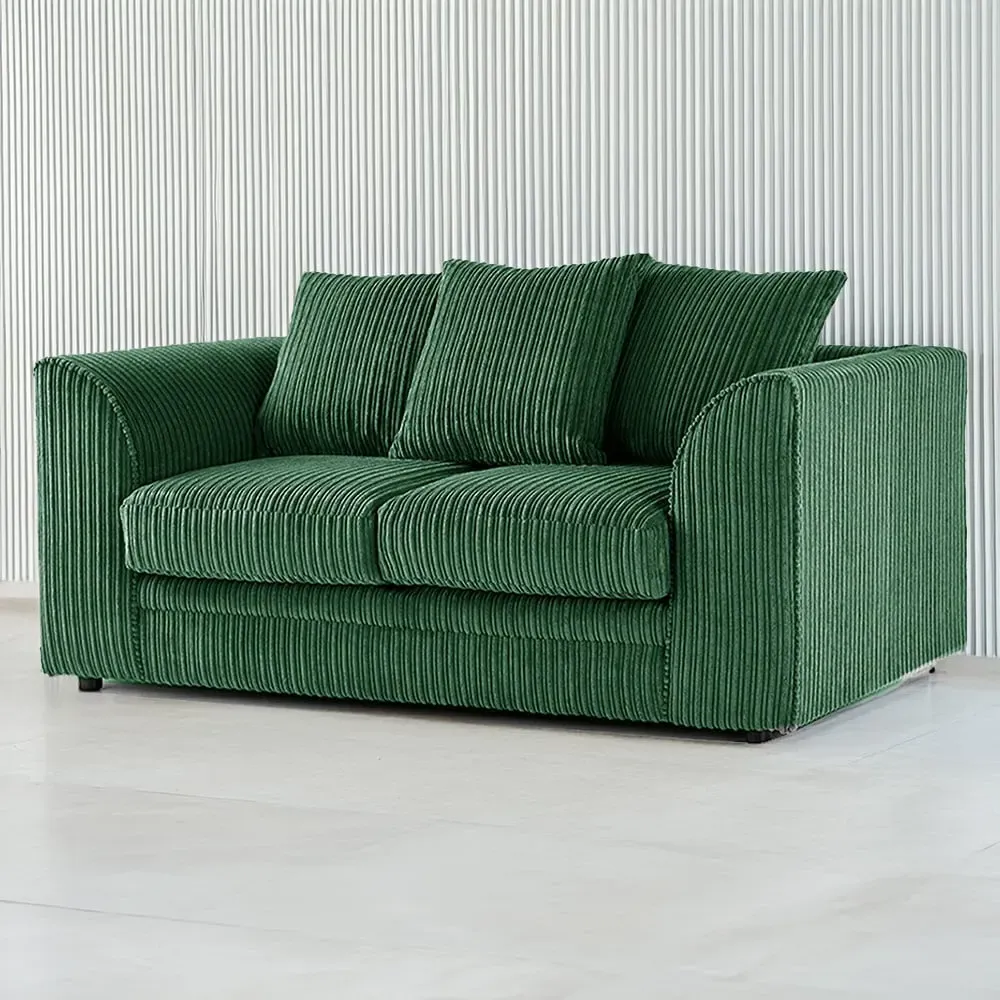 2-Seater Scatter Back Sofa - Green, Jumbo Cord image