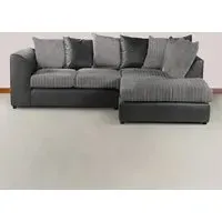3-Seater Left Hand Corner Sofa - Black and Grey, Jumbo Cord