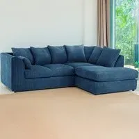 3-Seater Left Hand Corner Sofa - Marine Blue, Jumbo Cord