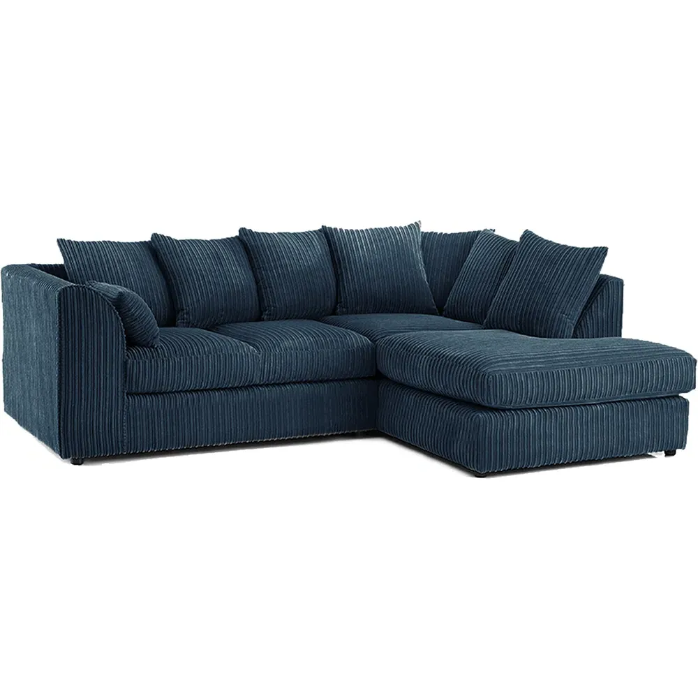 3-Seater Left Hand Corner Sofa - Navy Blue, Jumbo Cord