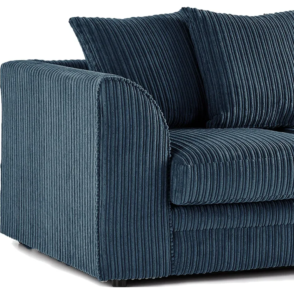 3-Seater Left Hand Corner Sofa - Navy Blue, Jumbo Cord