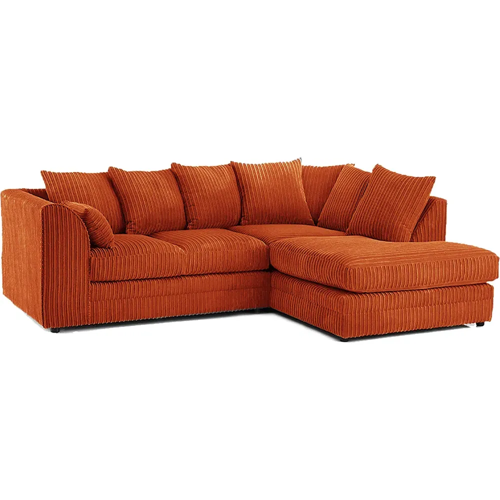 3-Seater Left Hand Corner Sofa - Orange, Jumbo Cord