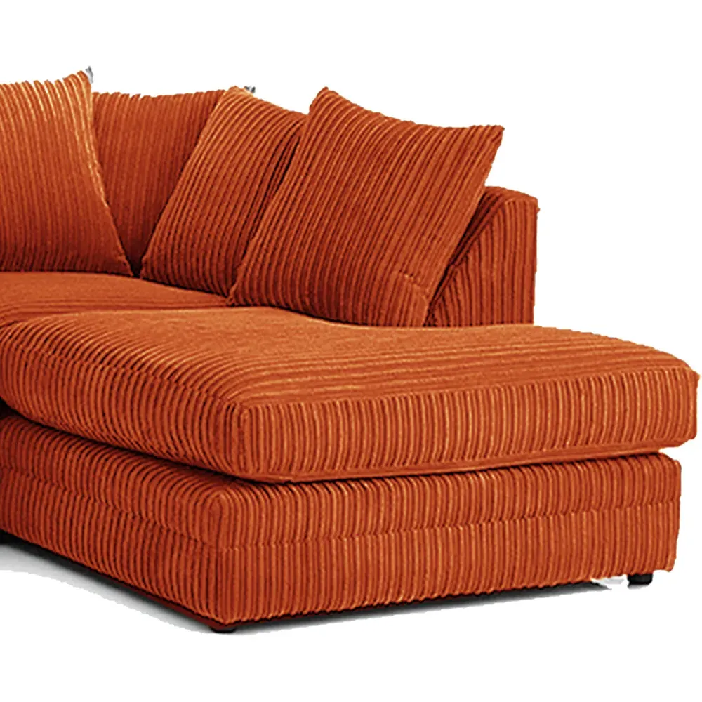 3-Seater Left Hand Corner Sofa - Orange, Jumbo Cord