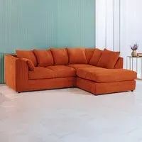 3-Seater Left Hand Corner Sofa - Orange, Jumbo Cord
