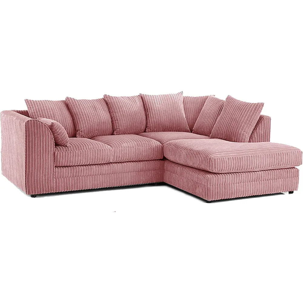 3-Seater Left Hand Corner Sofa - Pink, Jumbo Cord