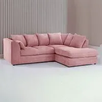 3-Seater Left Hand Corner Sofa - Pink, Jumbo Cord