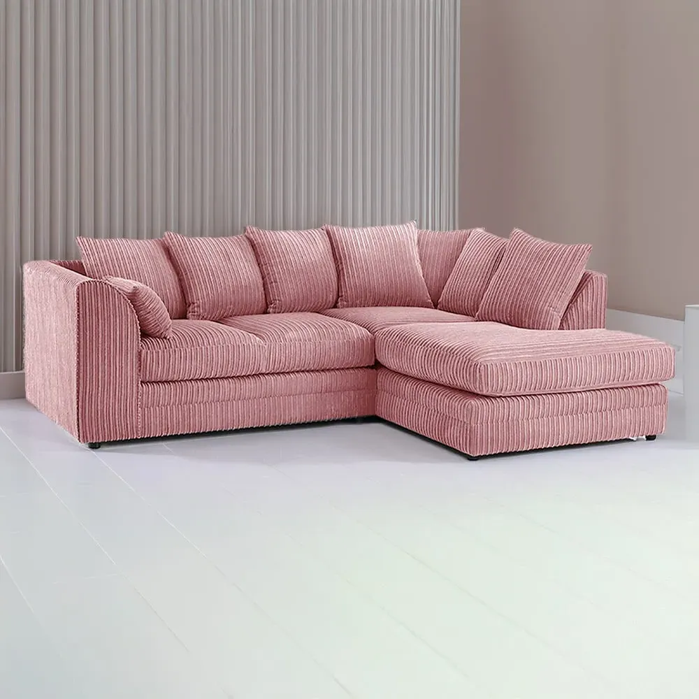 3-Seater Left Hand Corner Sofa - Pink, Jumbo Cord image