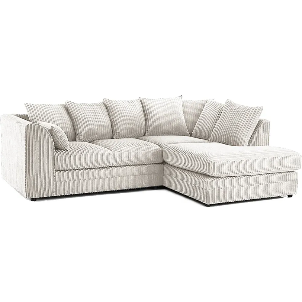 3-Seater Left Hand Corner Sofa - Silver, Jumbo Cord