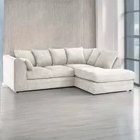 3-Seater Left Hand Corner Sofa - Silver, Jumbo Cord