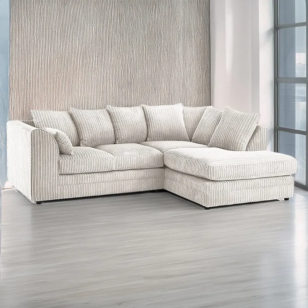 3-Seater Left Hand Corner Sofa - Silver, Jumbo Cord image