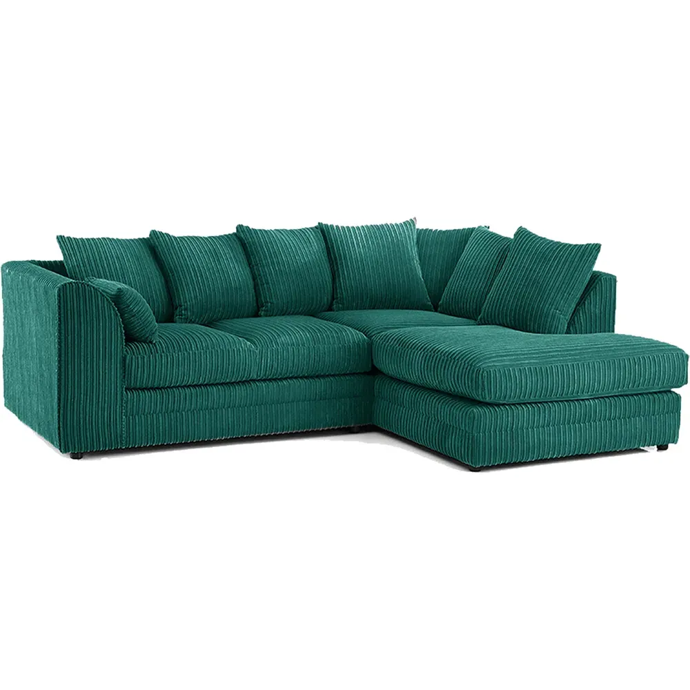 3-Seater Left Hand Corner Sofa - Teal, Jumbo Cord
