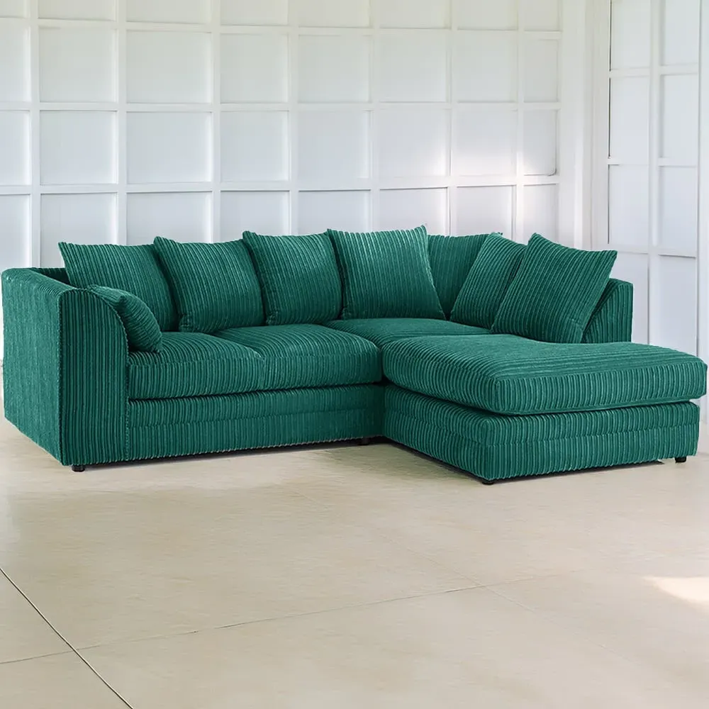 3-Seater Left Hand Corner Sofa - Teal, Jumbo Cord image
