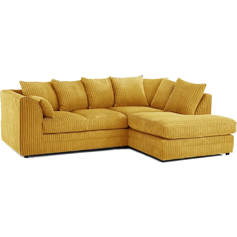 3-Seater Left Hand Corner Sofa with Scatter Back - Mustard, Cord