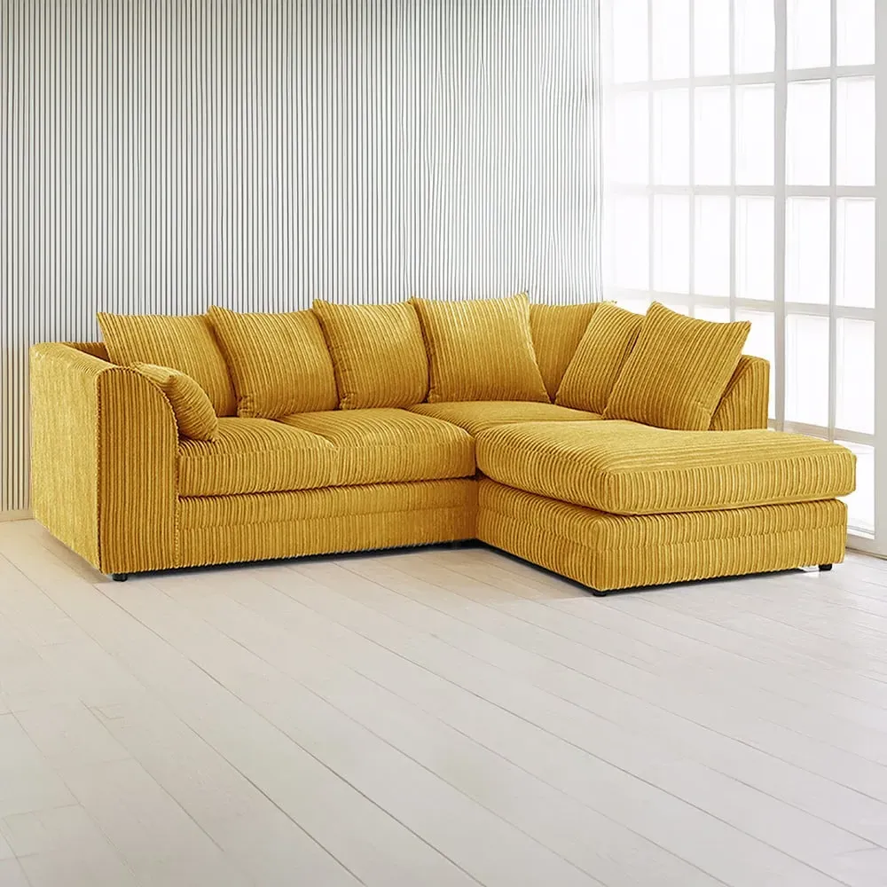 3-Seater Left Hand Corner Sofa with Scatter Back - Mustard, Cord image