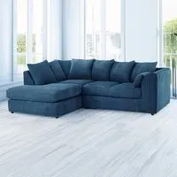 3-Seater Right Hand Corner Sofa - Marine Blue, Jumbo Cord