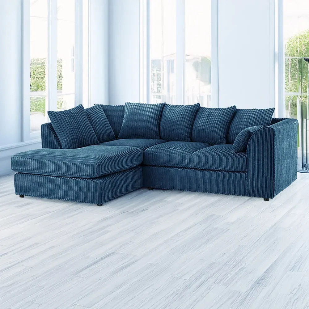 3-Seater Right Hand Corner Sofa - Marine Blue, Jumbo Cord