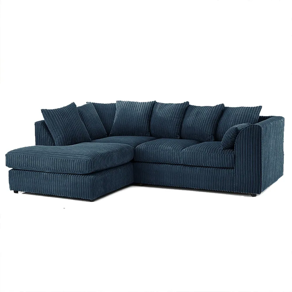 3-Seater Right Hand Corner Sofa - Navy Blue, Jumbo Cord