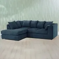 3-Seater Right Hand Corner Sofa - Navy Blue, Jumbo Cord