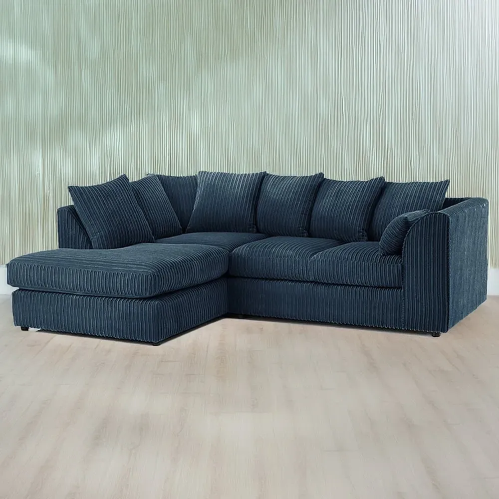 3-Seater Right Hand Corner Sofa - Navy Blue, Jumbo Cord