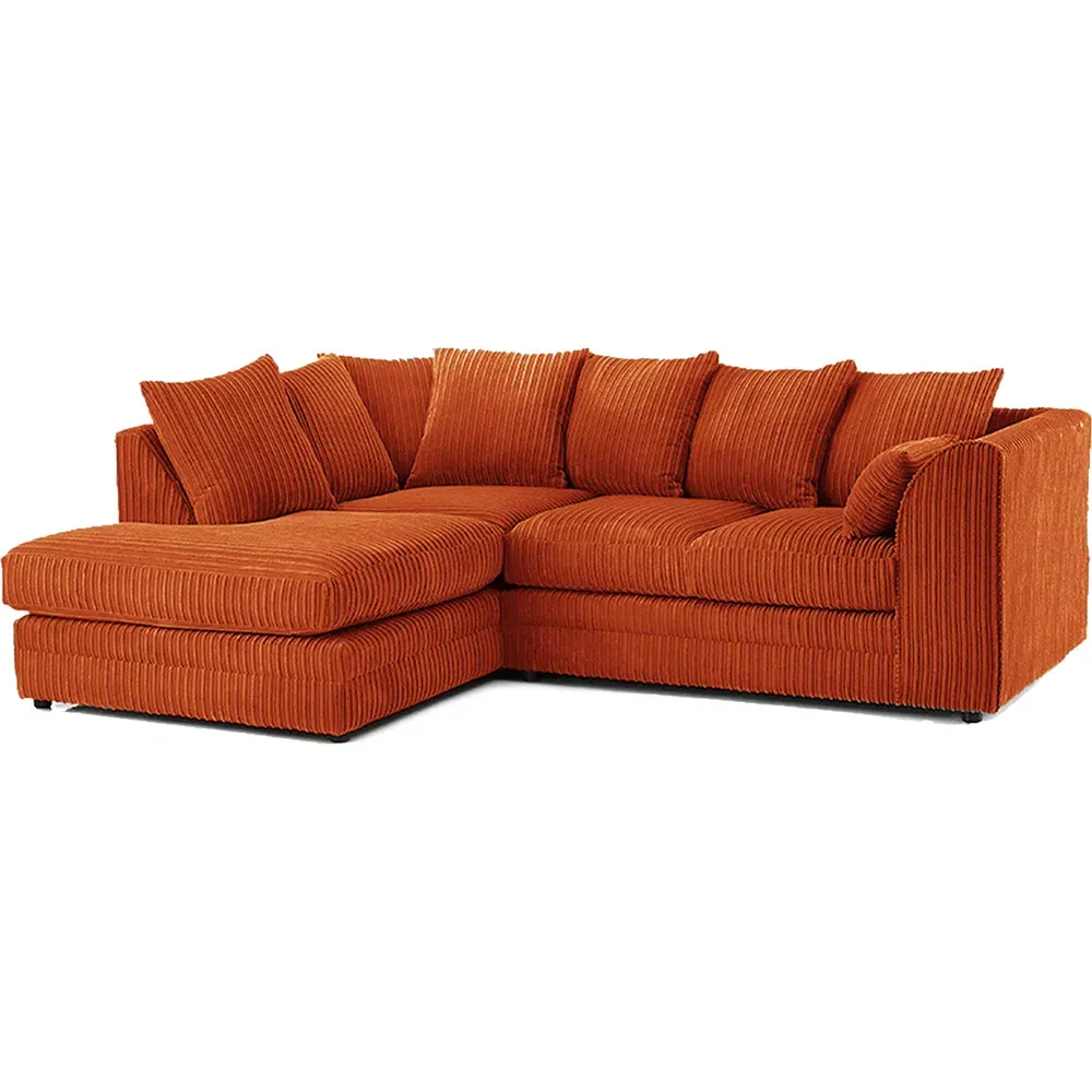 3-Seater Right Hand Corner Sofa - Orange, Jumbo Cord