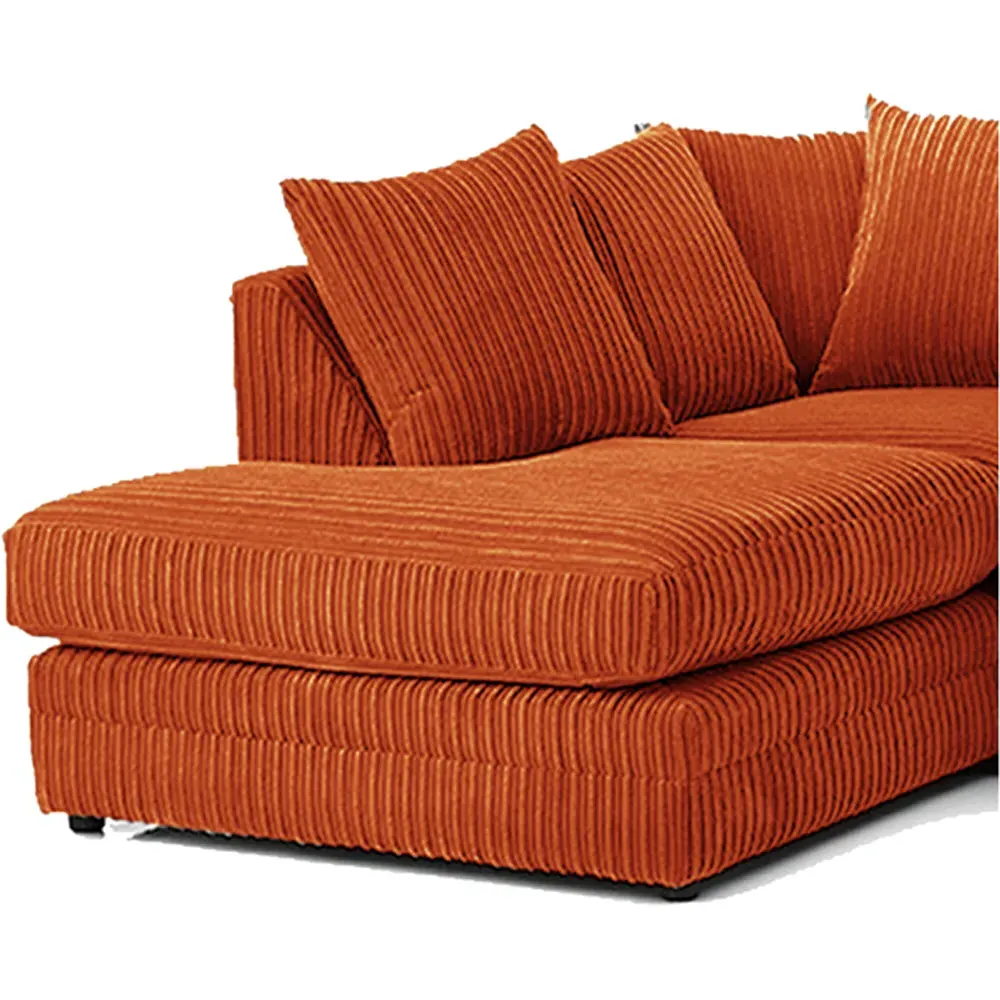 3-Seater Right Hand Corner Sofa - Orange, Jumbo Cord