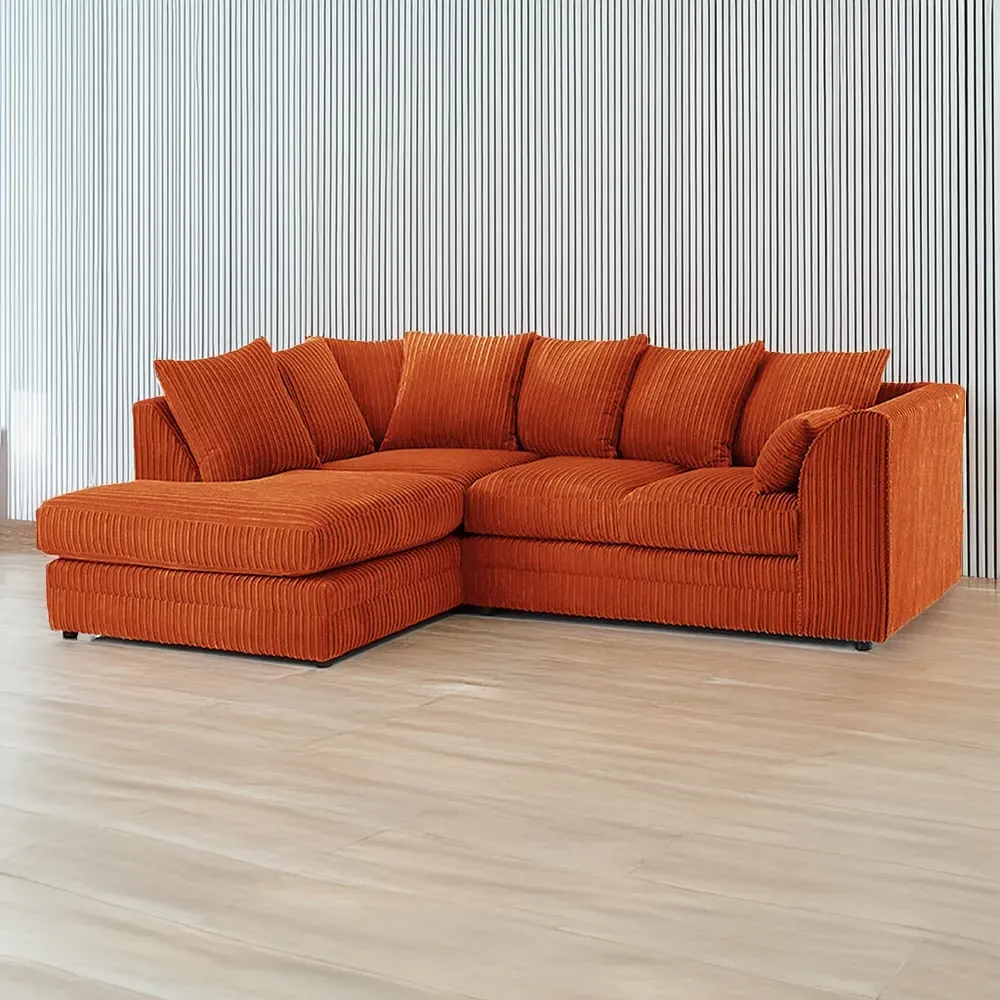 3-Seater Right Hand Corner Sofa - Orange, Jumbo Cord