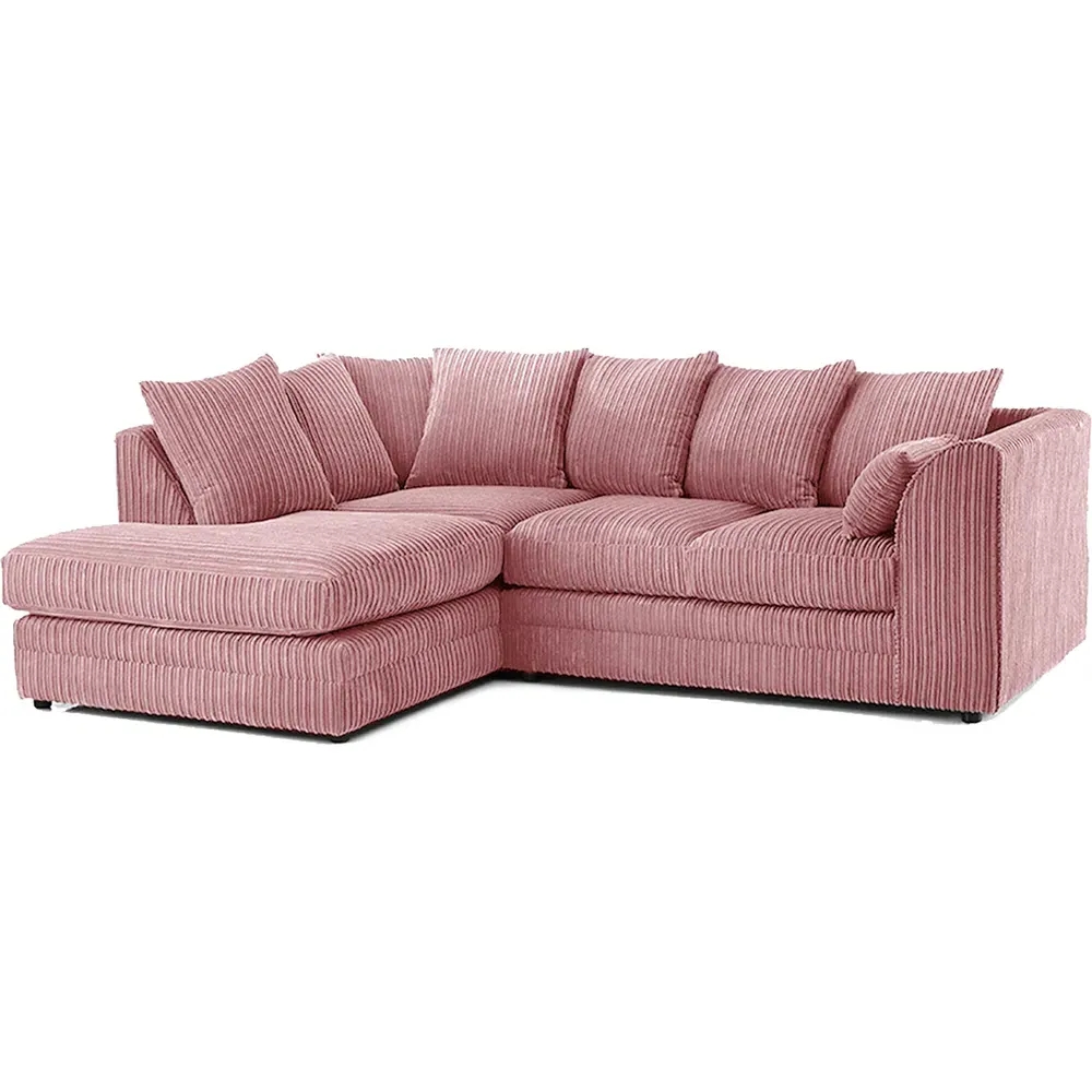 3-Seater Right Hand Corner Sofa - Pink, Jumbo Cord