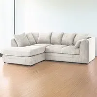 3-Seater Right Hand Corner Sofa - Silver, Jumbo Cord