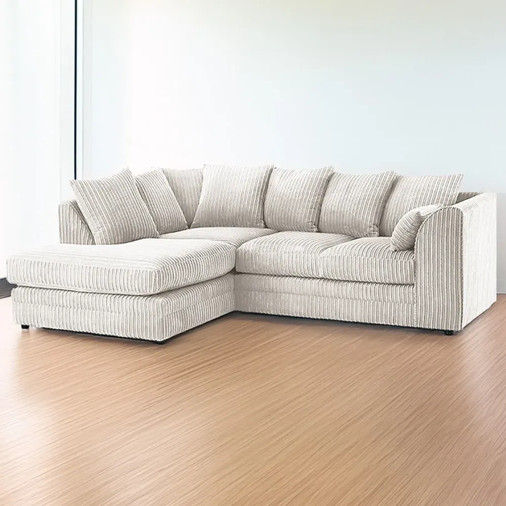 3-Seater Right Hand Corner Sofa - Silver, Jumbo Cord