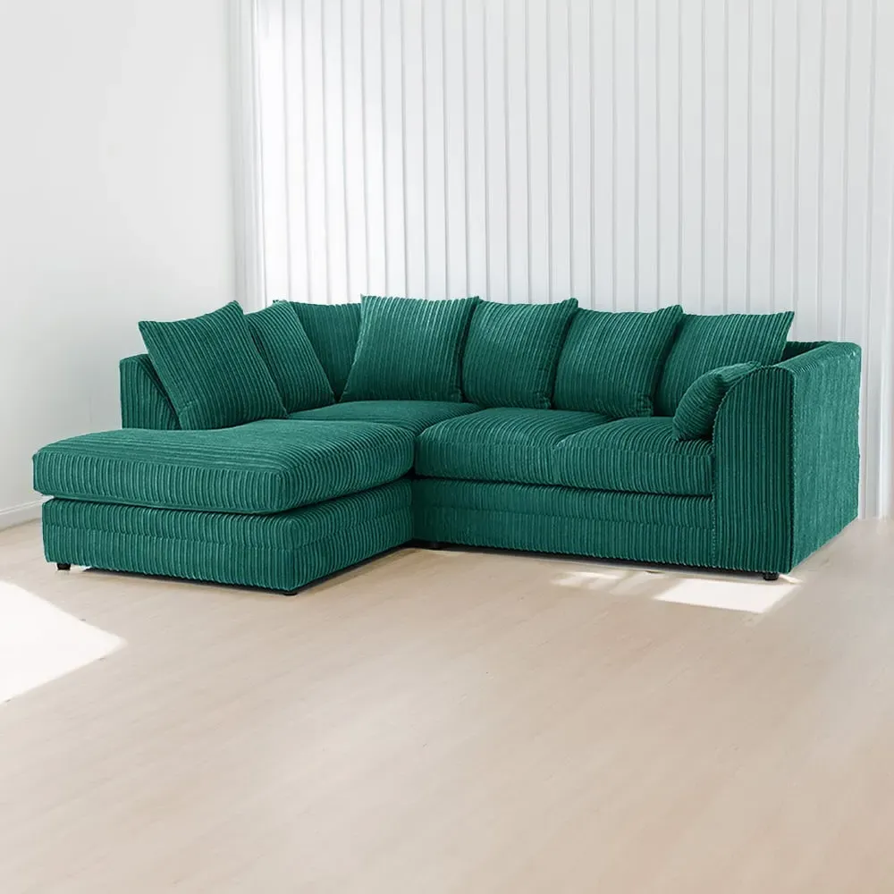 3-Seater Right Hand Corner Sofa - Teal, Jumbo Cord