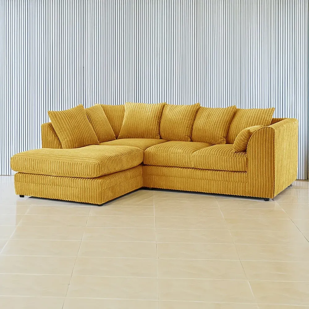 3-Seater Right Hand Corner Sofa with Scatter Back - Mustard, Cord