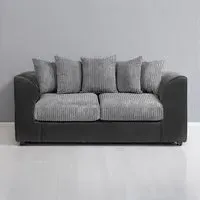 3-Seater Scatter Back Sofa - Black and Grey, Jumbo Cord