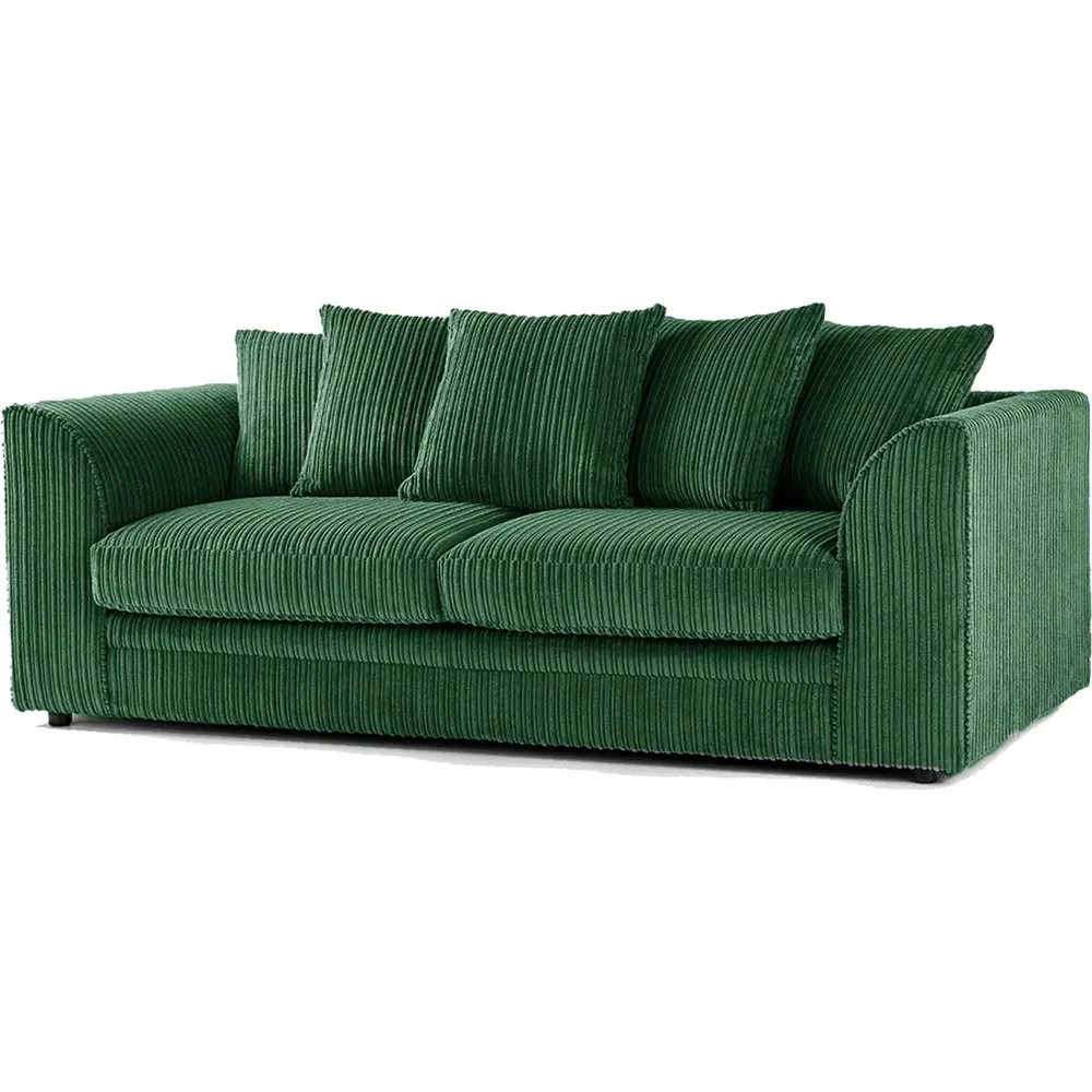 3-Seater Scatter Back Sofa - Green, Jumbo Cord