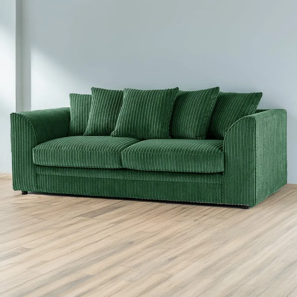 3-Seater Scatter Back Sofa - Green, Jumbo Cord