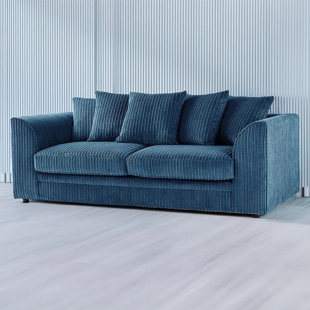 3-Seater Scatter Back Sofa - Marine Blue, Jumbo Cord