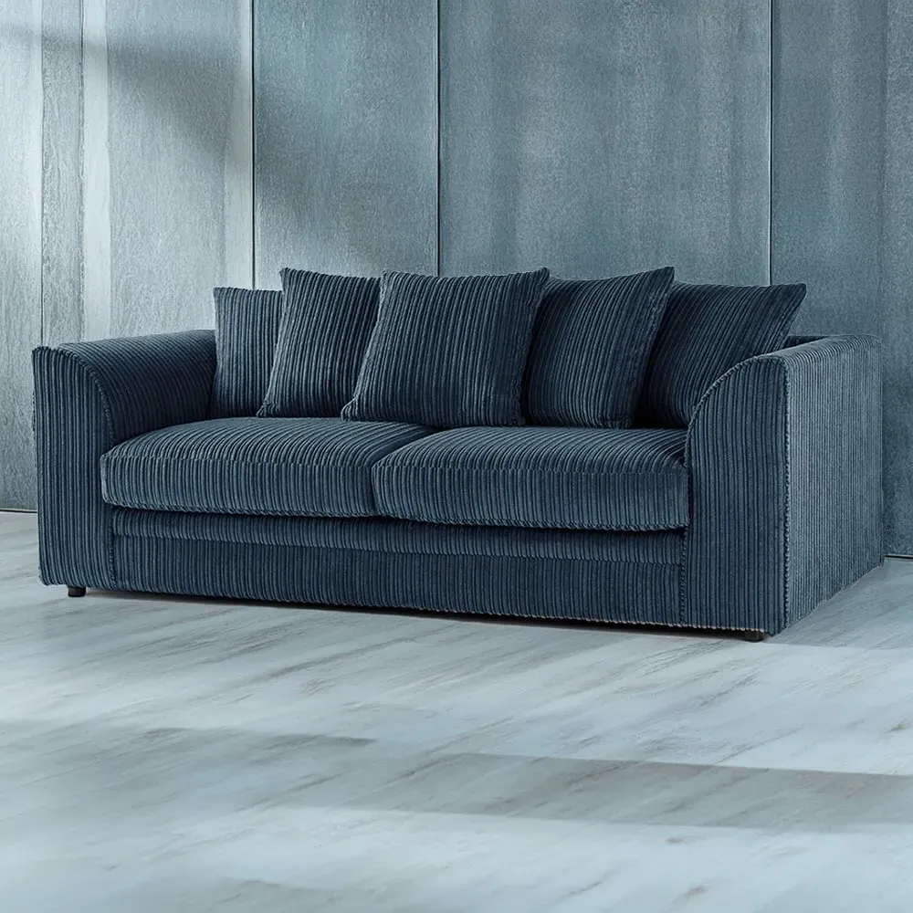 3-Seater Scatter Back Sofa - Navy Blue, Jumbo Cord