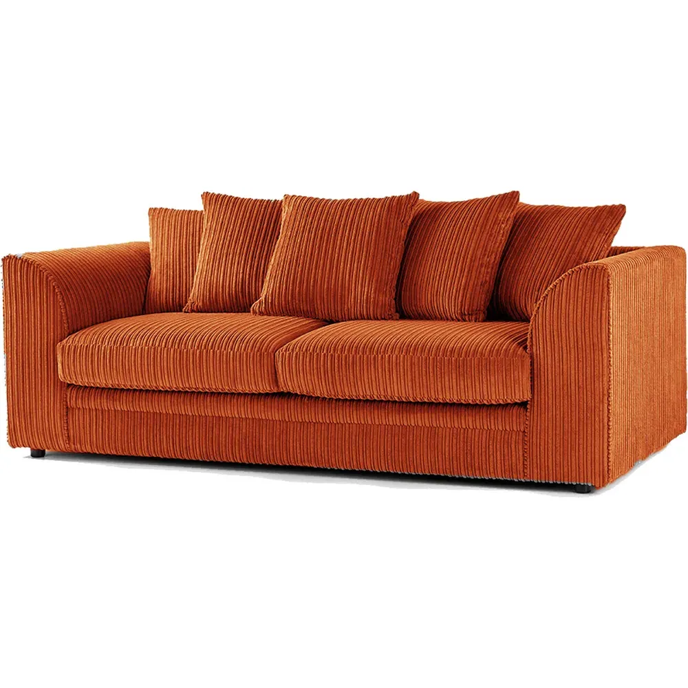 3-Seater Scatter Back Sofa - Orange, Jumbo Cord