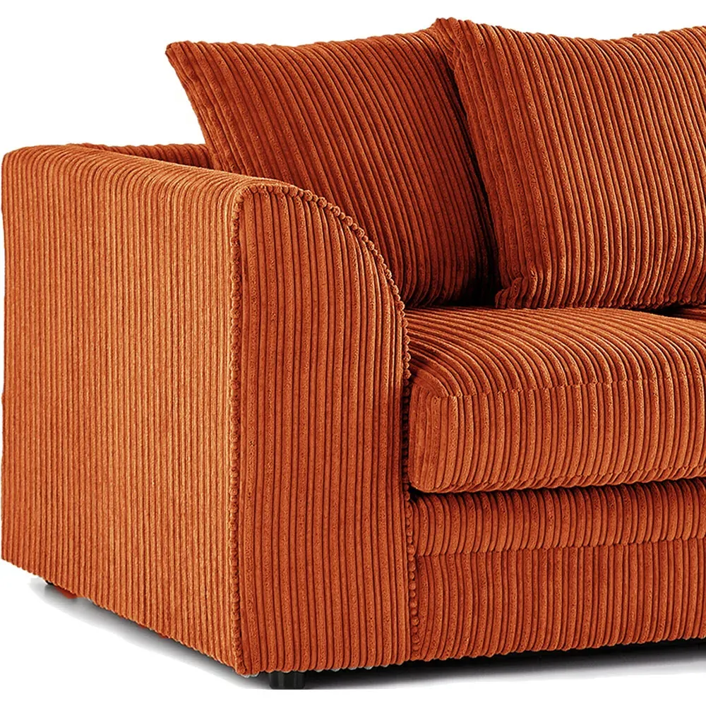 3-Seater Scatter Back Sofa - Orange, Jumbo Cord