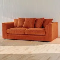 3-Seater Scatter Back Sofa - Orange, Jumbo Cord