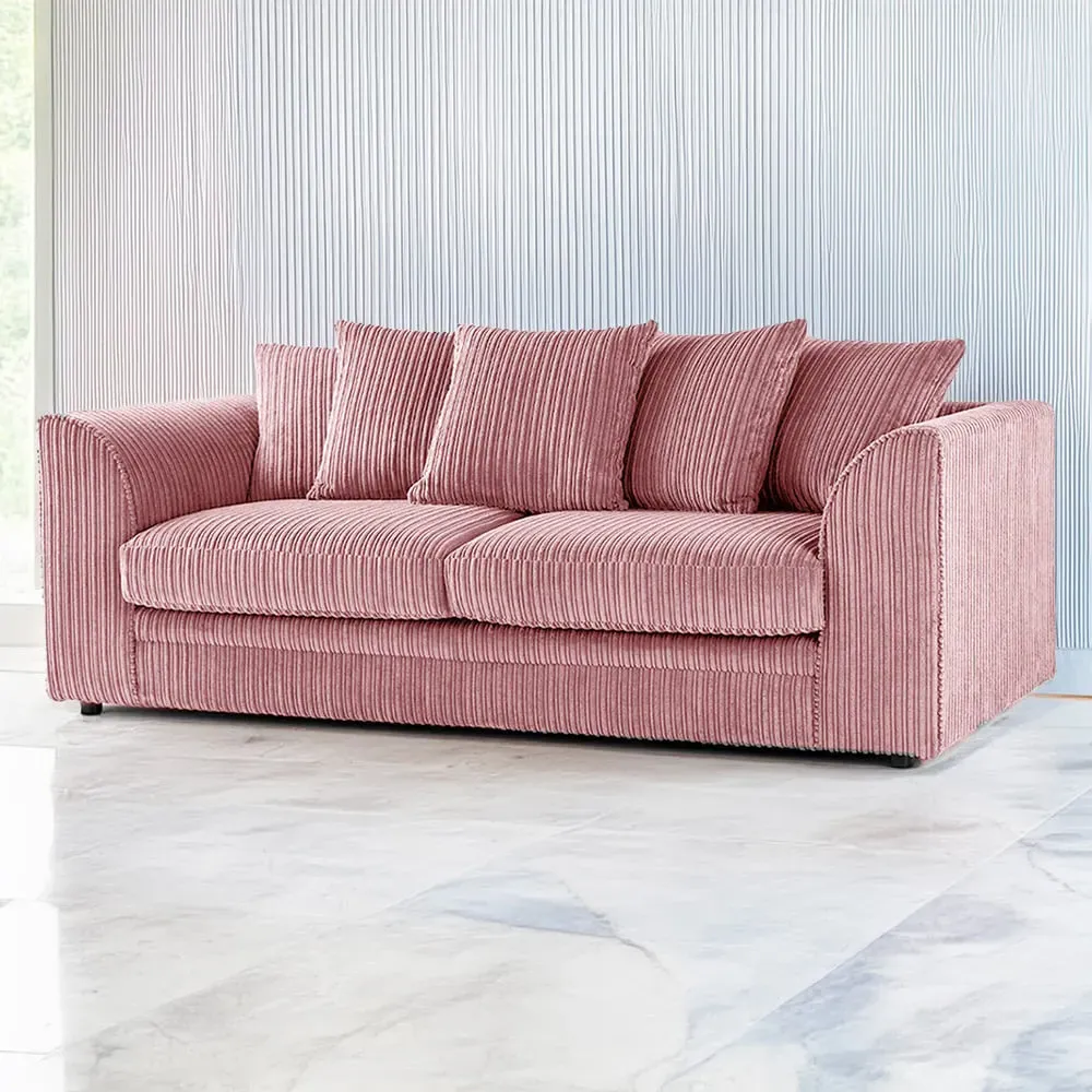 3-Seater Scatter Back Sofa - Pink, Jumbo Cord