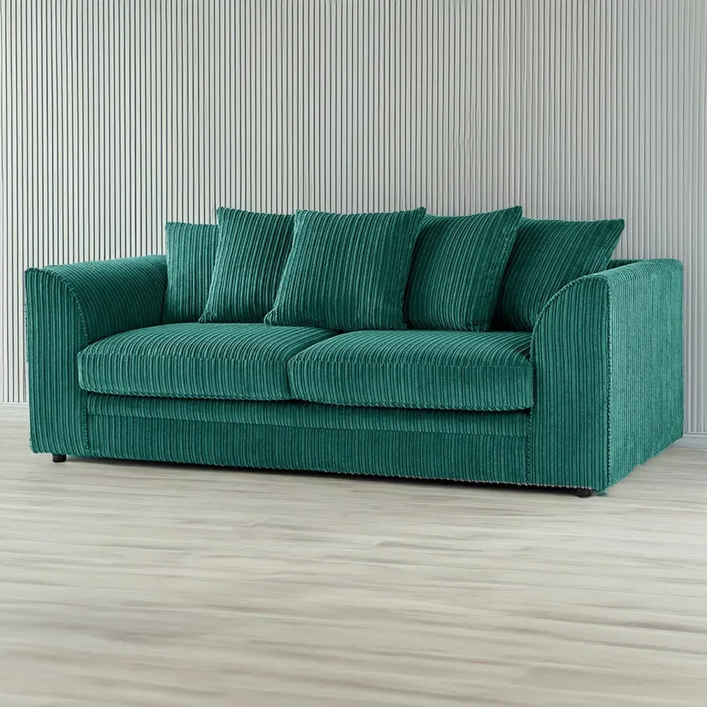 3-Seater Scatter Back Sofa - Teal, Jumbo Cord