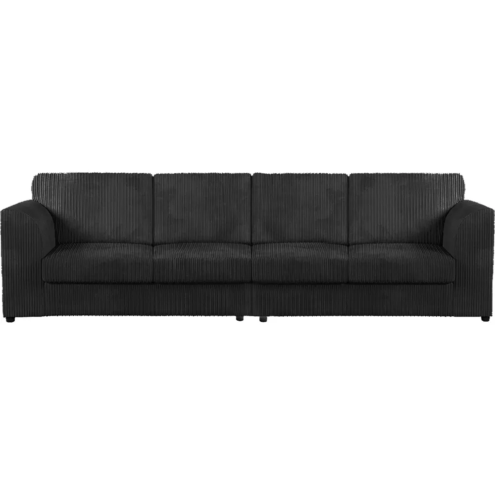 4-Seater Full Back Sofa - Black, Jumbo Cord