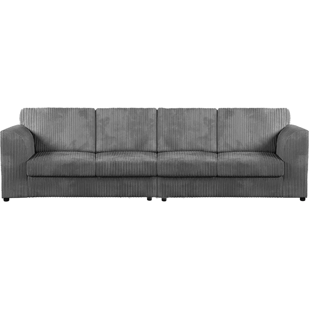 4-Seater Full Back Sofa - Grey, Jumbo Cord