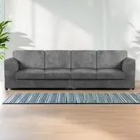 4-Seater Full Back Sofa - Grey, Jumbo Cord