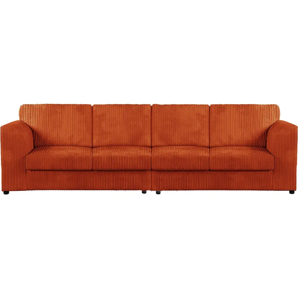 4-Seater Full Back Sofa - Orange, Jumbo Cord