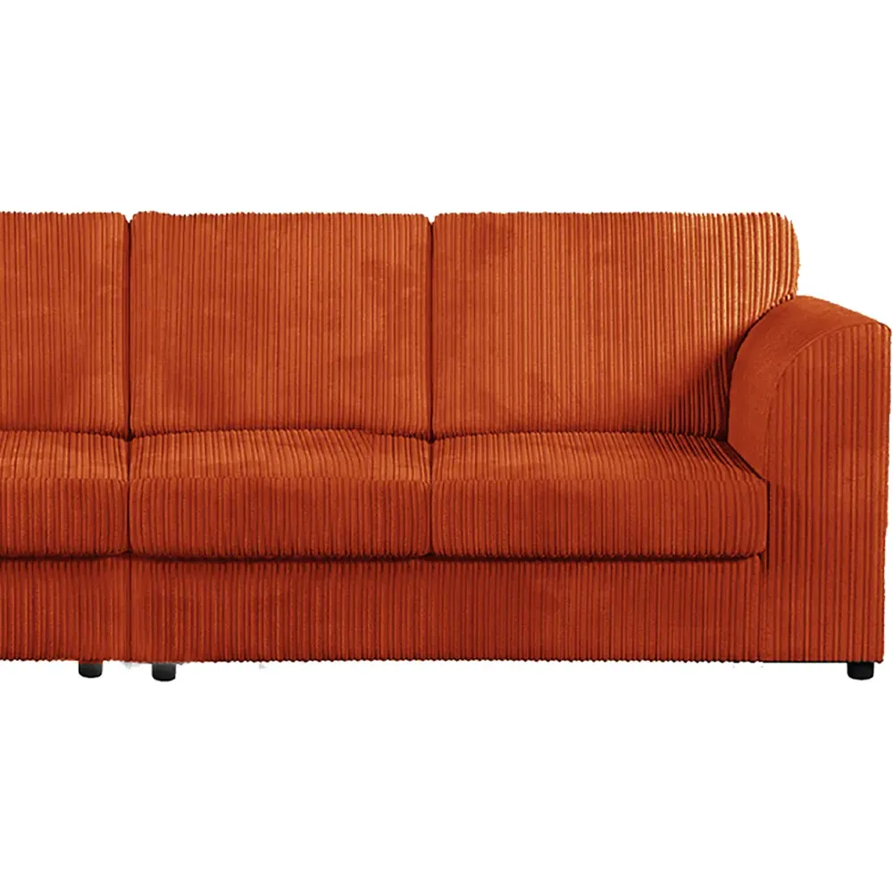 4-Seater Full Back Sofa - Orange, Jumbo Cord