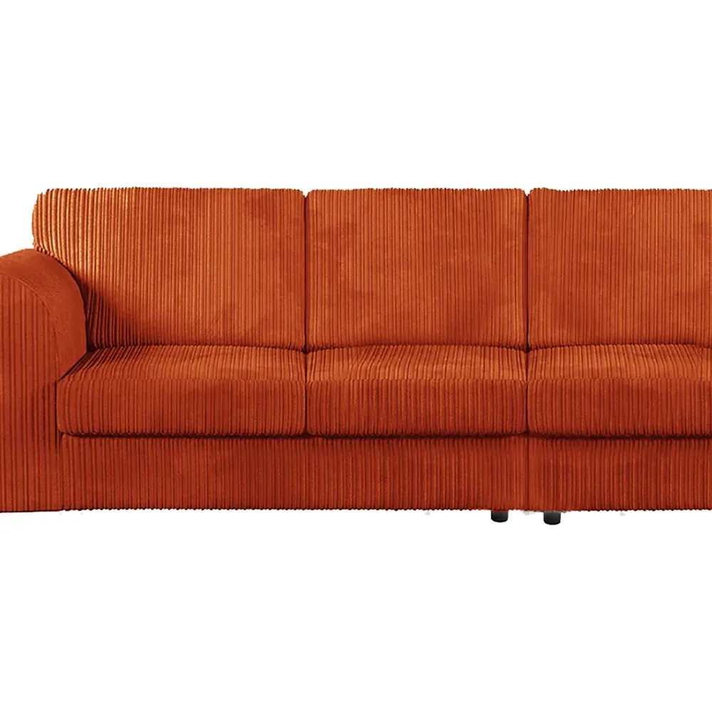 4-Seater Full Back Sofa - Orange, Jumbo Cord