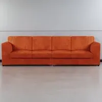 4-Seater Full Back Sofa - Orange, Jumbo Cord